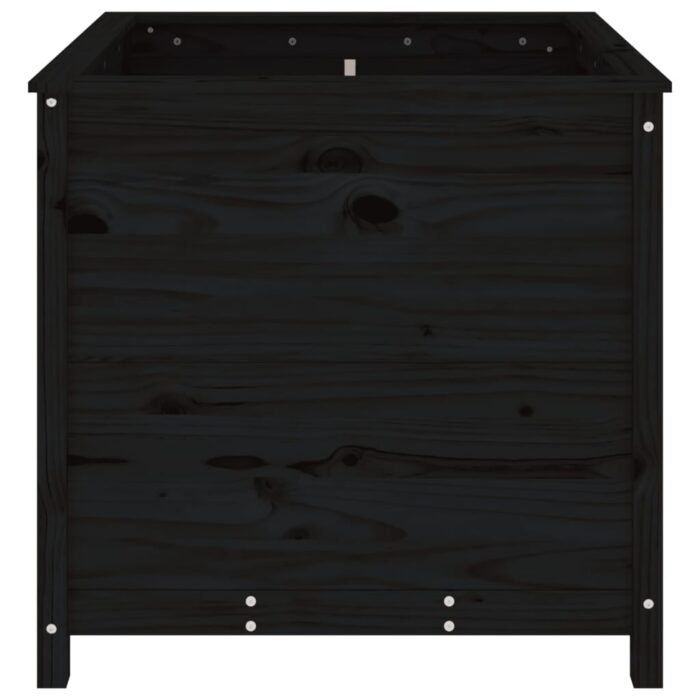 Jardinière noir 82,5x82,5x78 cm bois massif de pin – Image 3
