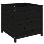 Jardinière noir 82,5x82,5x78 cm bois massif de pin – Image 4
