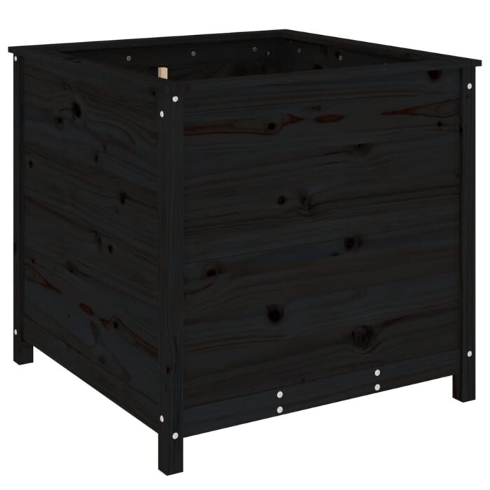 Jardinière noir 82,5x82,5x78 cm bois massif de pin – Image 4