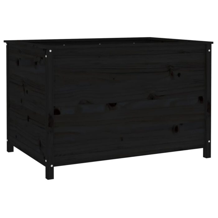 Lit surélevé de jardin noir 119,5x82,5x78 cm bois de pin massif – Image 4