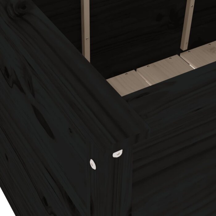 Lit surélevé de jardin noir 119,5x82,5x78 cm bois de pin massif – Image 5