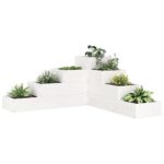 Jardinière 4 niveaux 80,5x79x36 cm blanc bois de pin massif