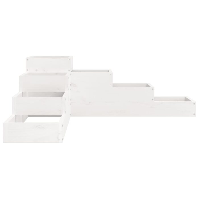 Jardinière 4 niveaux 106x104,5x36 cm blanc bois de pin massif – Image 3