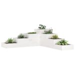 Jardinière 4 niveaux 106x104,5x36 cm blanc bois de pin massif
