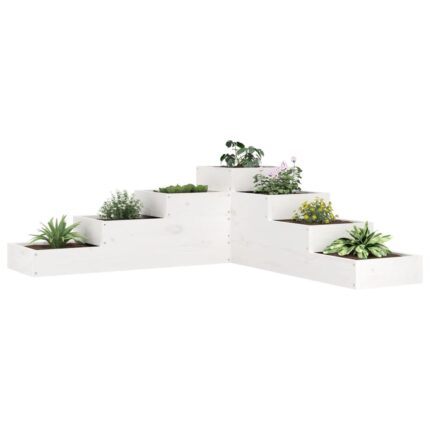 Jardinière 4 niveaux 106x104,5x36 cm blanc bois de pin massif
