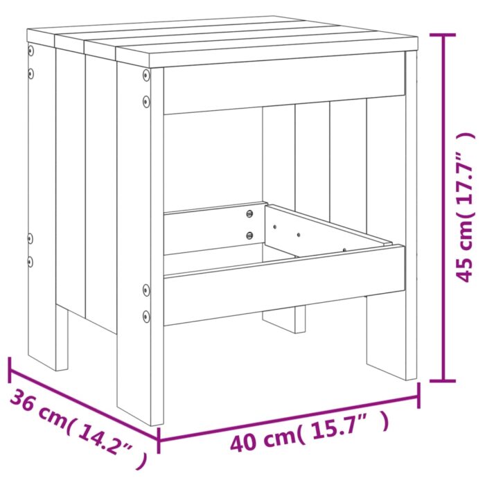 Tabourets de jardin lot de 2 40x36x45 cm bois massif Douglas – Image 7