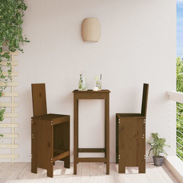 Tabourets lot de 2 marron miel 40x42x120 cm bois massif de pin – Image 1
