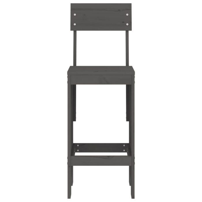 Tabourets de bar lot de 2 gris 40x48,5x115,5 cm bois massif pin – Image 2