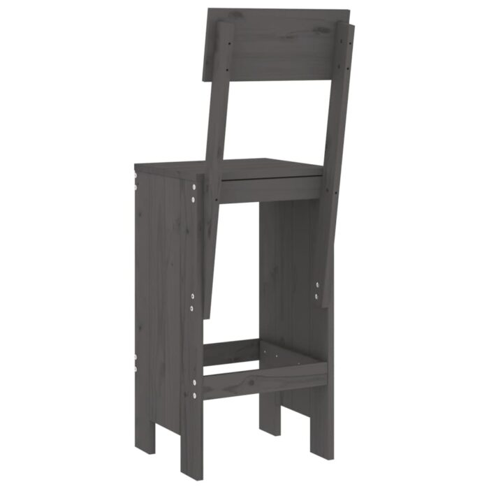Tabourets de bar lot de 2 gris 40x48,5x115,5 cm bois massif pin – Image 4