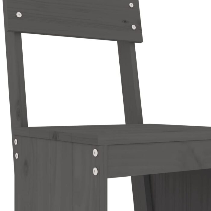 Tabourets de bar lot de 2 gris 40x48,5x115,5 cm bois massif pin – Image 5