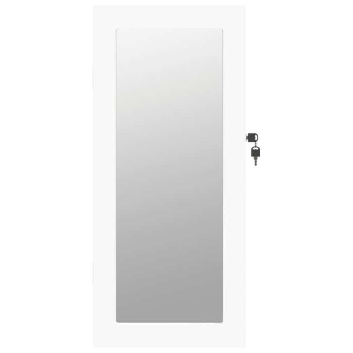 Armoire à bijoux avec miroir murale blanc 30x8,5x67 cm – Image 2