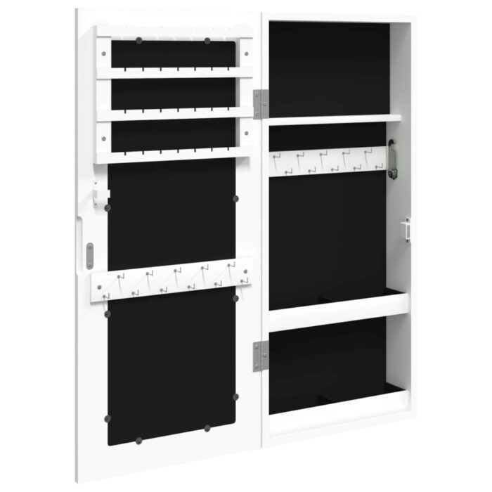 Armoire à bijoux avec miroir murale blanc 30x8,5x67 cm – Image 3