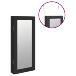 Armoire à bijoux avec miroir murale noir 30x8,5x67 cm – Image 7