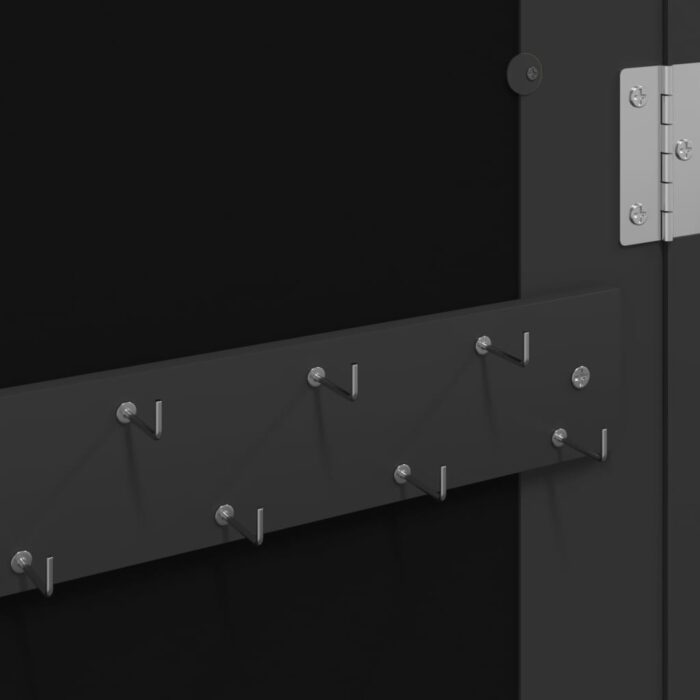 Armoire à bijoux avec miroir murale noir 30x8,5x90 cm – Image 6