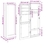 Armoire à bijoux avec miroir murale noir 30x8,5x90 cm – Image 9