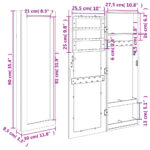Armoire à bijoux avec miroir murale 30x8,5x90 cm – Image 9