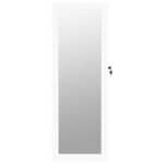 Armoire à bijoux avec miroir murale blanc 37,5x10x106 cm – Image 2