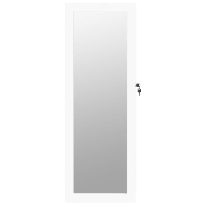 Armoire à bijoux avec miroir murale blanc 37,5x10x106 cm – Image 2