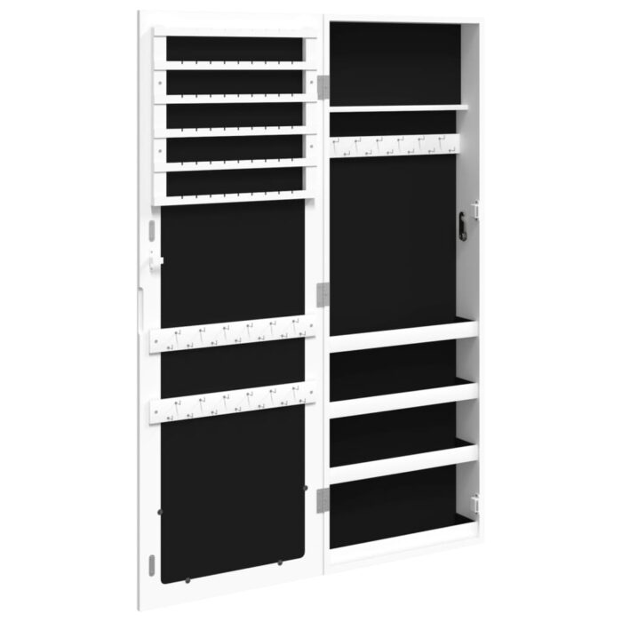 Armoire à bijoux avec miroir murale blanc 37,5x10x106 cm – Image 3