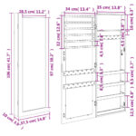 Armoire à bijoux avec miroir murale blanc 37,5x10x106 cm – Image 9