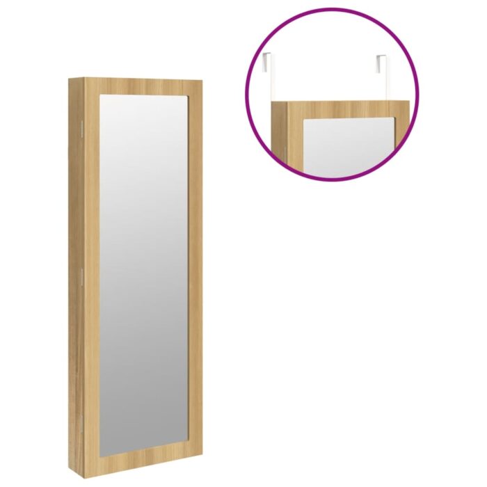 Armoire à bijoux avec miroir murale 37,5x10x106 cm – Image 7