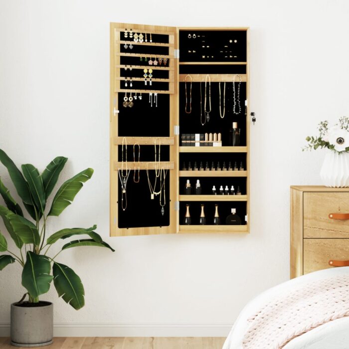 Armoire à bijoux avec miroir murale 37,5x10x106 cm – Image 1
