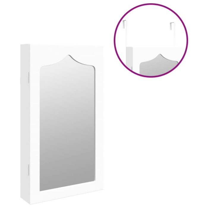 Armoire à bijoux avec miroir murale blanc 37,5x10x67 cm – Image 7