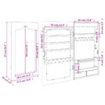 Armoire à bijoux avec miroir murale noir 37,5x10x67 cm – Image 9