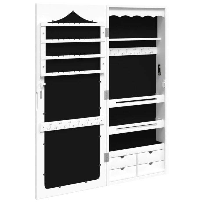 Armoire à bijoux avec miroir murale blanc 37,5x10x90 cm – Image 3