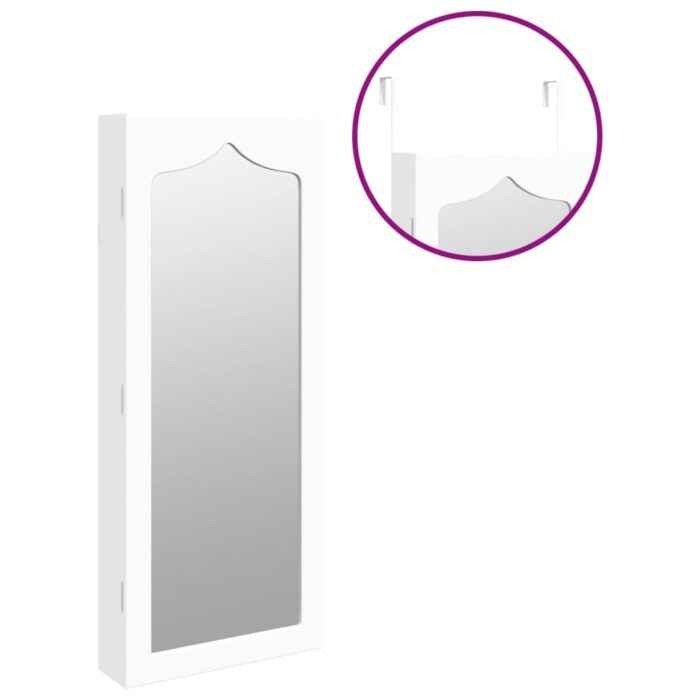 Armoire à bijoux avec miroir murale blanc 37,5x10x90 cm – Image 7