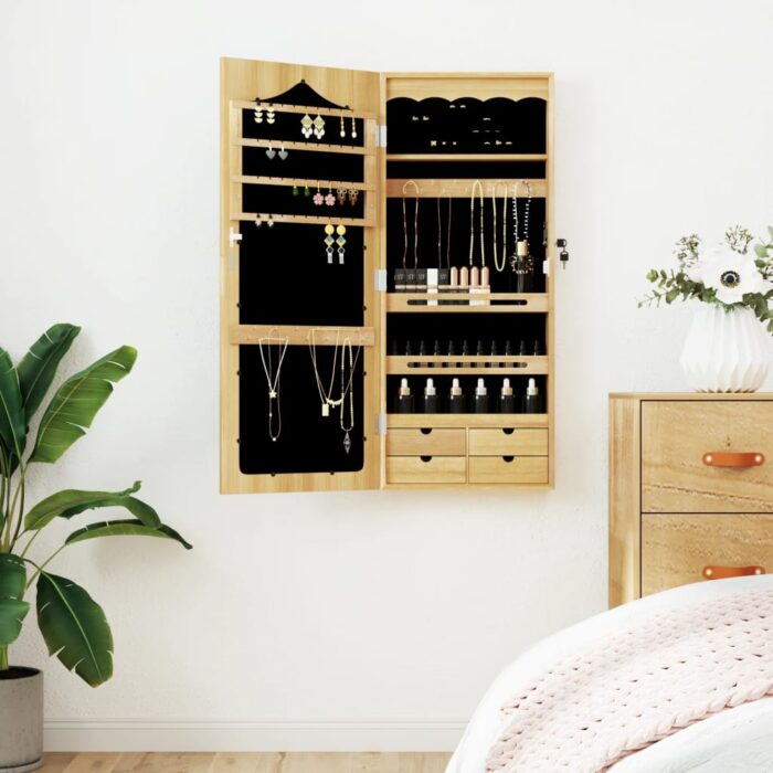 Armoire à bijoux avec miroir murale 37,5x10x90 cm – Image 1