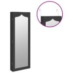 Armoire à bijoux avec miroir murale noir 37,5x10x106 cm – Image 7