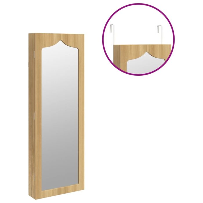 Armoire à bijoux avec miroir murale 37,5x10x106 cm – Image 7
