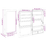 Armoire à bijoux avec miroir et éclairage LED mural noir – Image 11