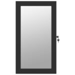 Armoire à bijoux avec miroir et éclairage LED mural noir – Image 2