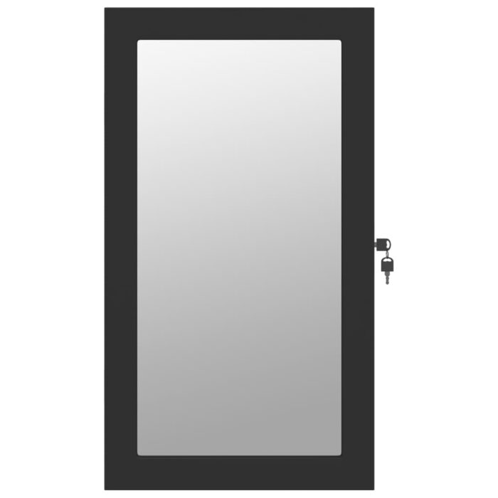 Armoire à bijoux avec miroir et éclairage LED mural noir – Image 2