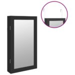 Armoire à bijoux avec miroir et éclairage LED mural noir – Image 7