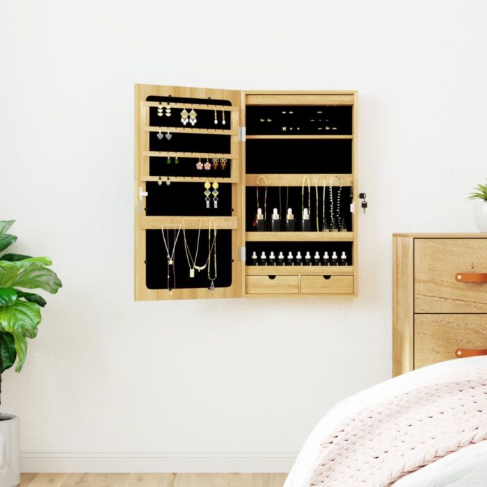 Armoire à bijoux avec miroir et éclairage LED mural – Image 1