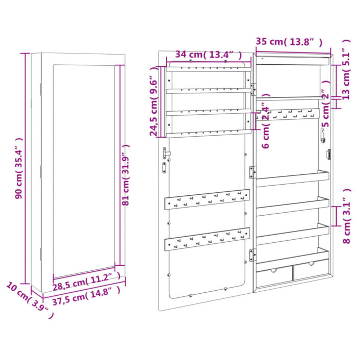 VXL8720845811389_g_en_hd_10.jpg Armoire à bijoux avec miroir et éclairage LED mural blanc – Image 10