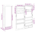 Armoire à bijoux avec miroir et éclairage LED mural blanc – Image 11