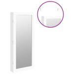 Armoire à bijoux avec miroir et éclairage LED mural blanc – Image 7