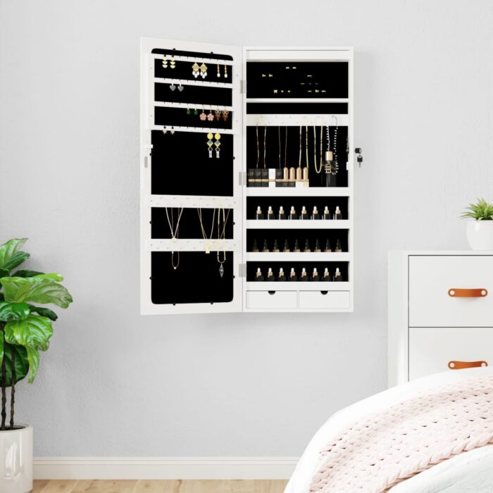 VXL8720845811389_m_en_hd_1.jpg Armoire à bijoux avec miroir et éclairage LED mural blanc – Image 1