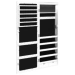 Armoire à bijoux avec miroir et éclairage LED mural blanc – Image 5
