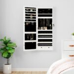 Armoire à bijoux avec miroir et éclairage LED mural blanc