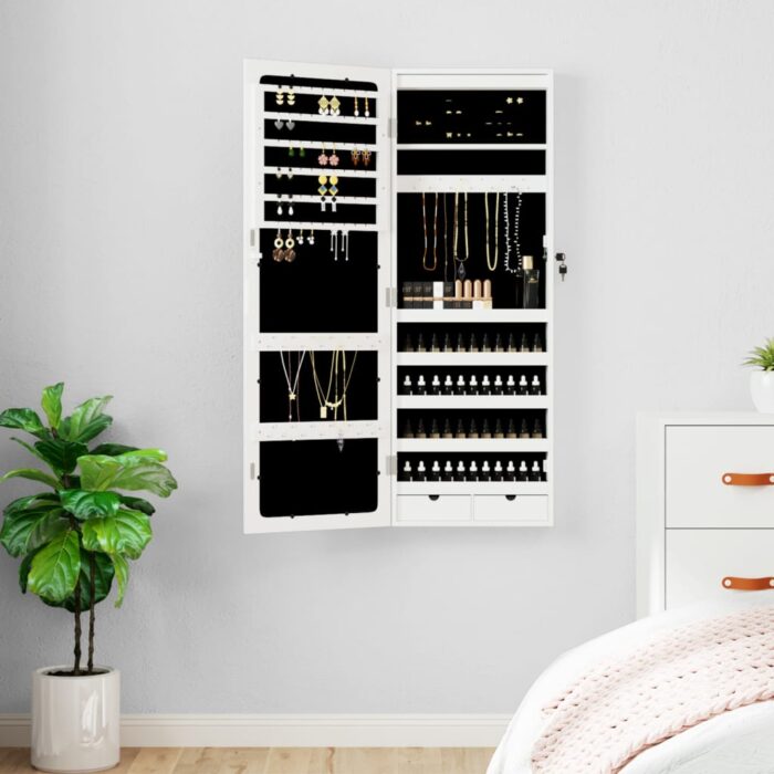 VXL8720845811419_m_en_hd_1.jpg Armoire à bijoux avec miroir et éclairage LED mural blanc – Image 1