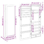 Armoire à bijoux avec miroir et éclairage LED mural noir – Image 10