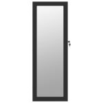 Armoire à bijoux avec miroir et éclairage LED mural noir – Image 2