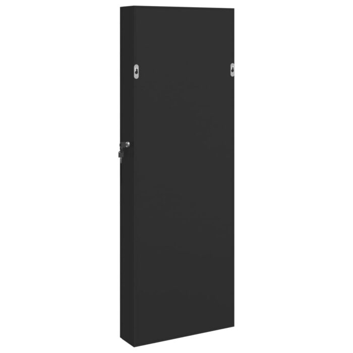 Armoire à bijoux avec miroir et éclairage LED mural noir – Image 4