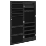 Armoire à bijoux avec miroir et éclairage LED mural noir – Image 5