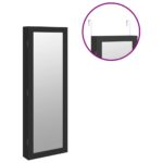 Armoire à bijoux avec miroir et éclairage LED mural noir – Image 7